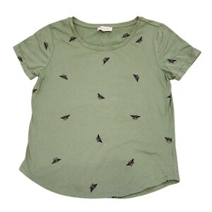 Vintage America Olive Tee with Embroidered Bee Accents